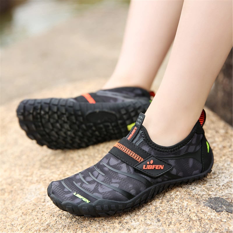 UBFEN Water Shoes for Kids Boys Girls Aqua Socks Barefoot Beach Sports Swim Pool Quick Dry Lightweight Toddler Little Big Kid A Black 4 Big Kid - Image 5